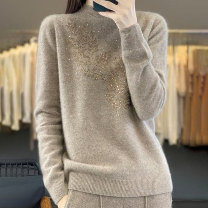 Best-selling solid color sweater adorned with diamonds 02