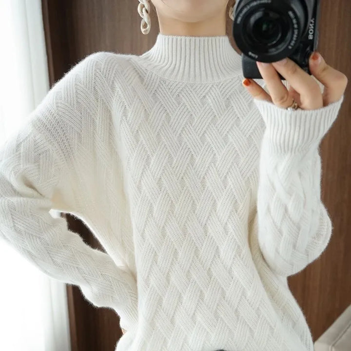 Warm solid color knitted sweater