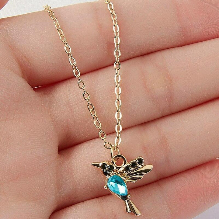 Necklace with Hummingbird in Enamel and Zirconia