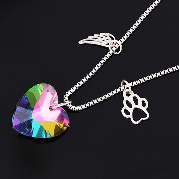 Memorial Necklace with Rainbow Heart