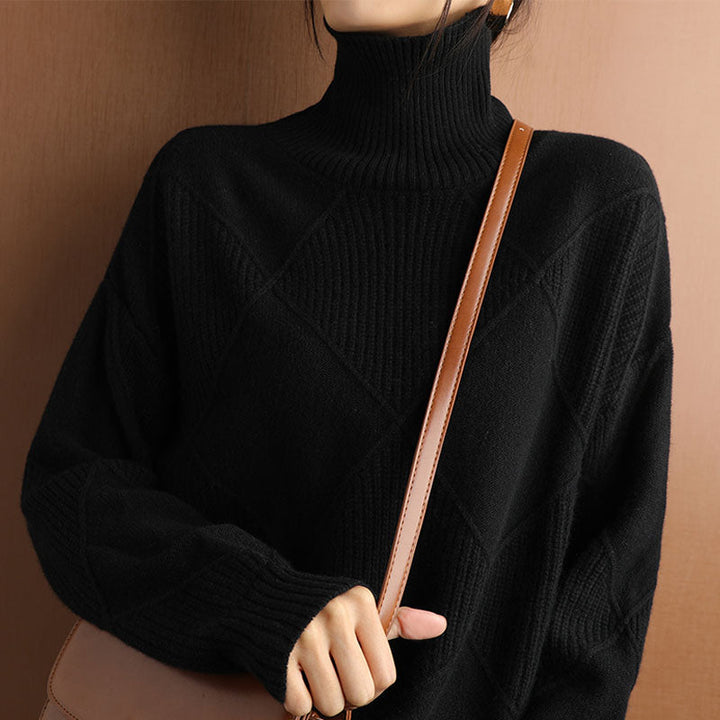 Elegant loose-knit sweater with a neckline