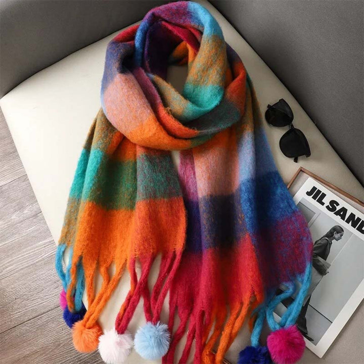 Women's Plush Fringed Scarf, Wool, Everyday