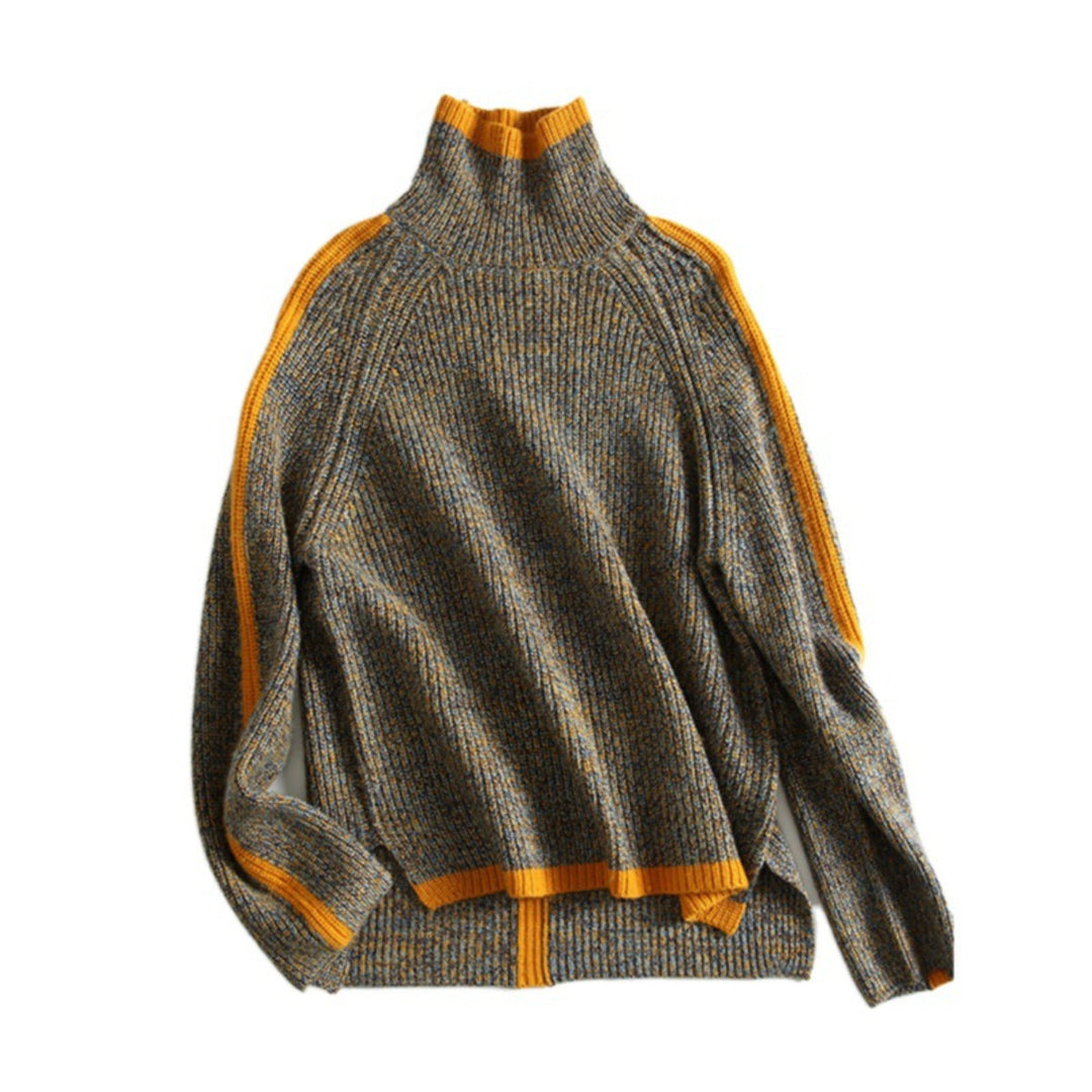 Simple and Comfortable Women's Knit Sweater with Stand-Up Collar