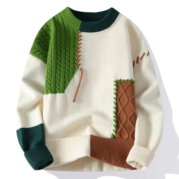 Cozy, Thick Cashmere Sweater in Color Blocks 02