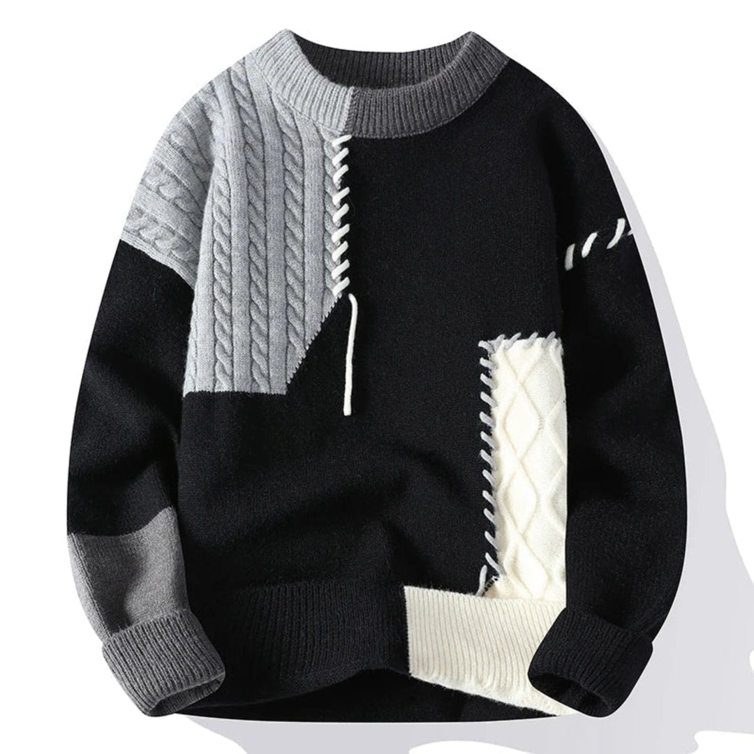 Cozy, chunky cashmere sweater in color blocks