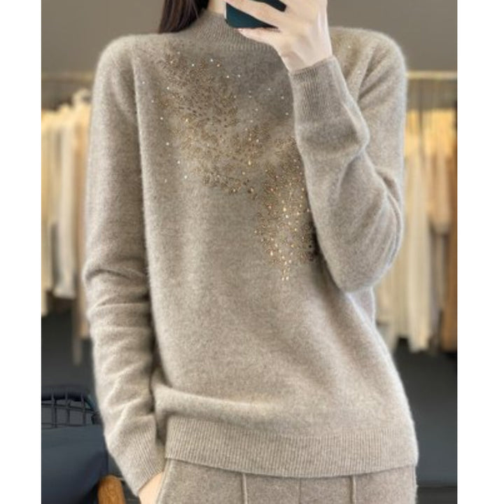 Best-selling solid color sweater adorned with diamonds 02