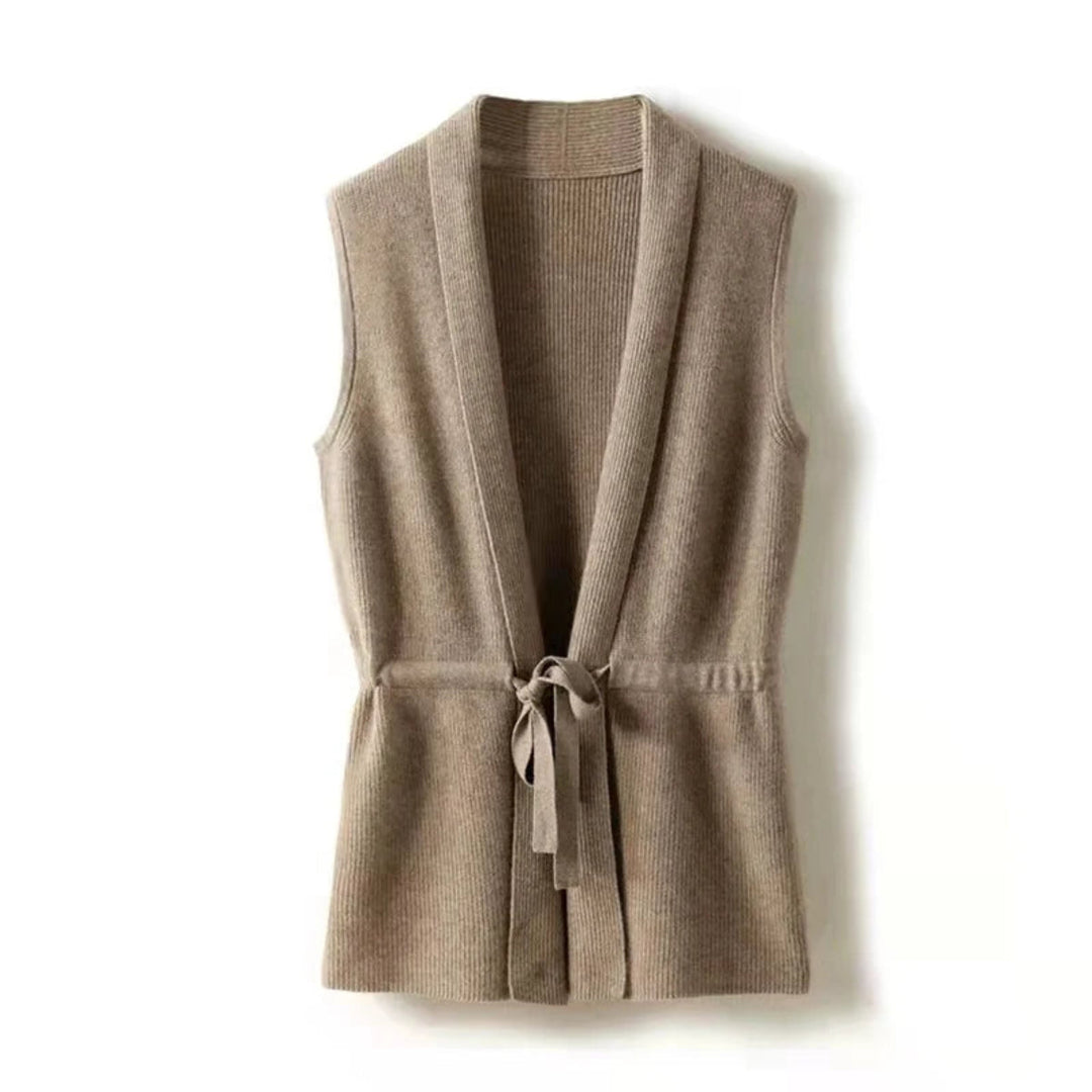 Solid Color Sweater Vest with Deep V-Neck 02