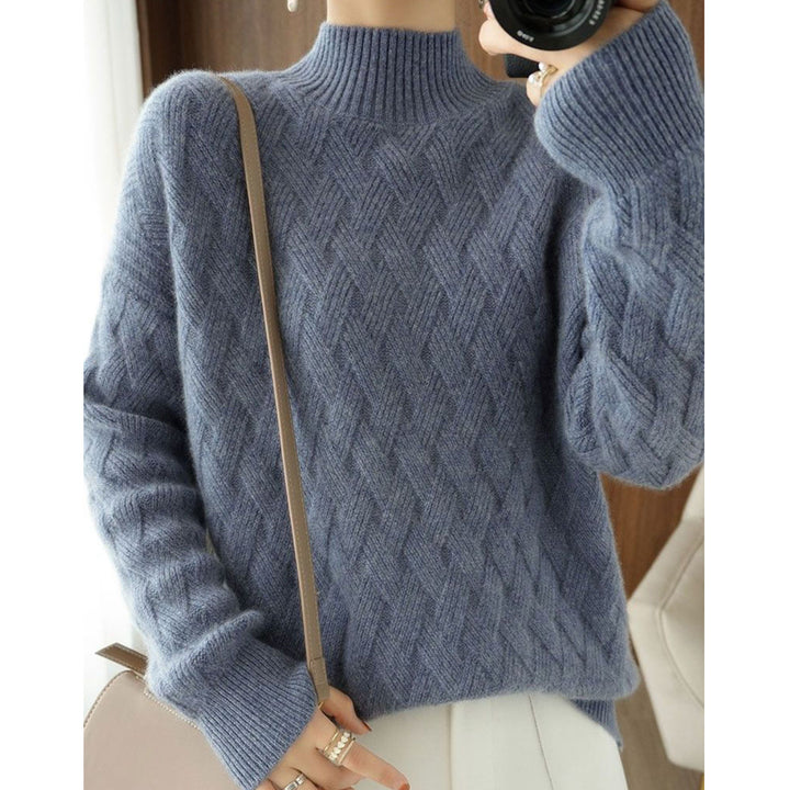 Warm solid color knitted sweater