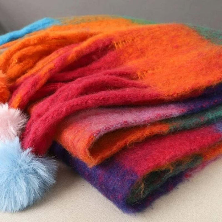 Women's Plush Fringed Scarf, Wool, Everyday