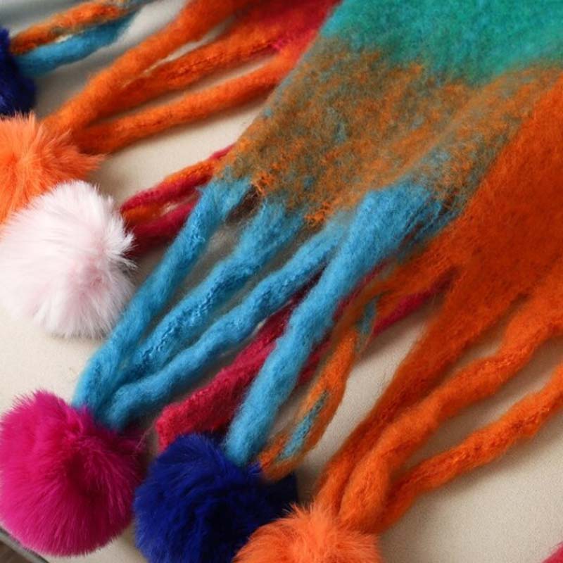 Women's Plush Fringed Scarf, Wool, Everyday