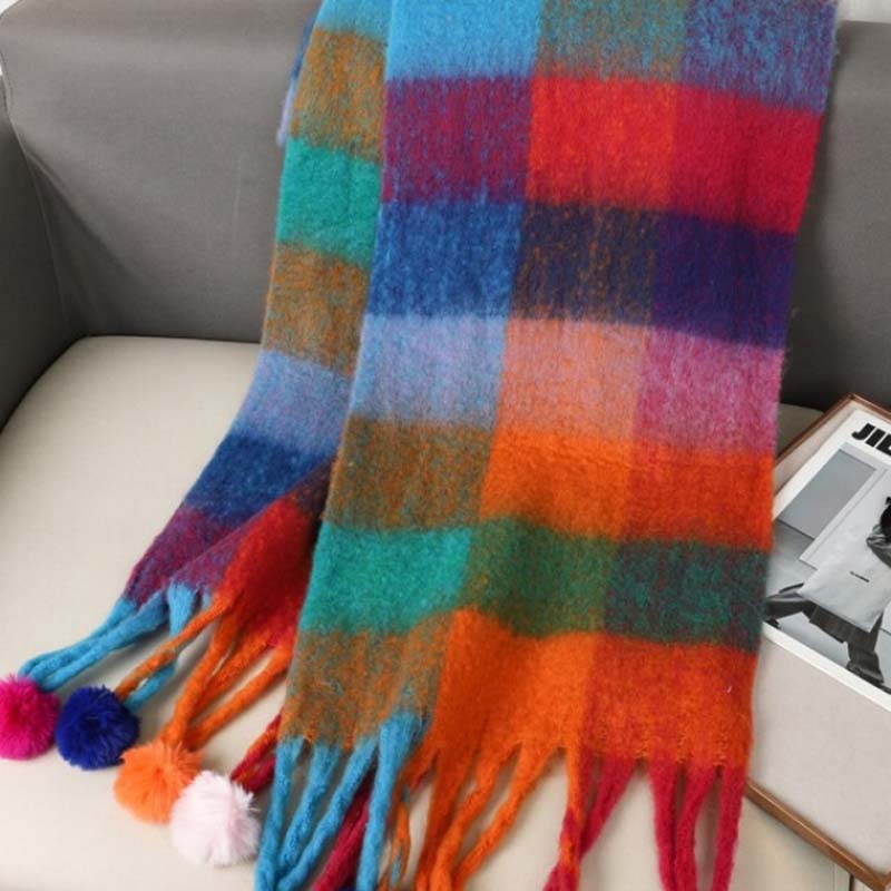 Women's Plush Fringed Scarf, Wool, Everyday