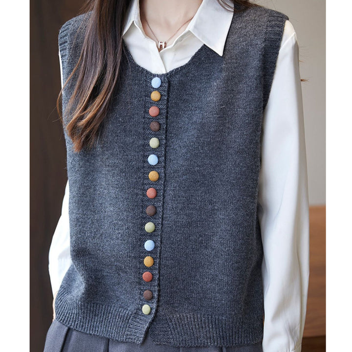 Women's Solid Color Sweater Vest for Everyday Wear