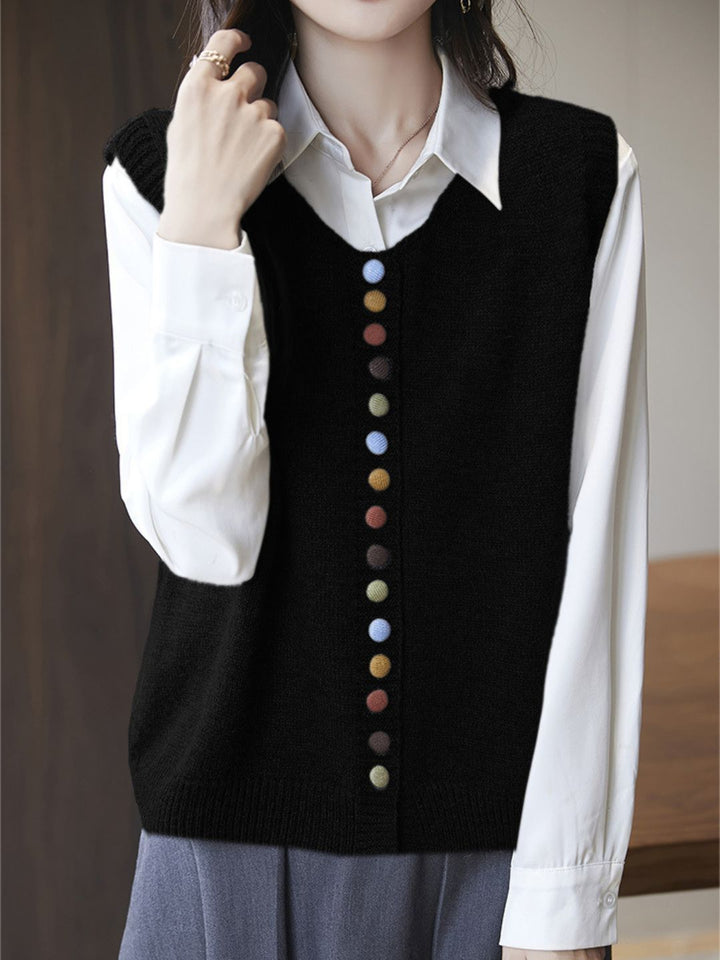 Women's Solid Color Sweater Vest for Everyday Wear