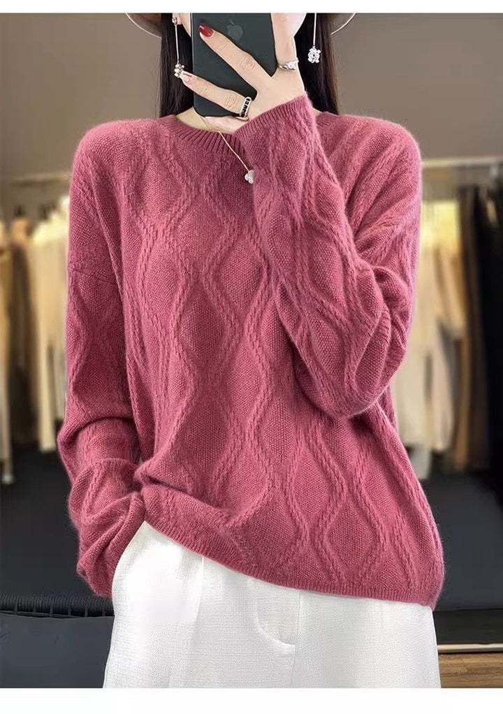 Women's Cashmere Sweater with Round Neck, Made of Knit Fabric