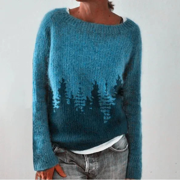 Retro-style pullover sweater with a round neckline 03