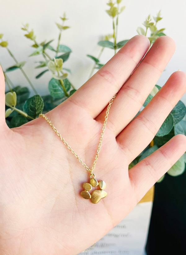 Gold Plated Paw Pendant Necklace for Dog Lovers