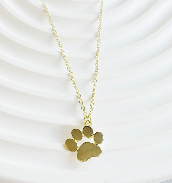Gold Plated Paw Pendant Necklace for Dog Lovers