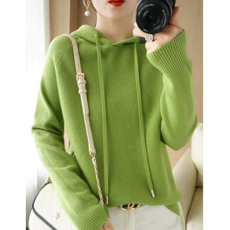 Warm hoodie sweater in solid color