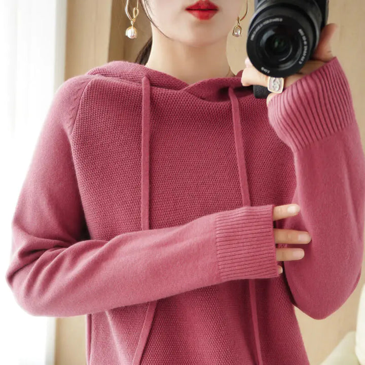 Warm hoodie sweater in solid color
