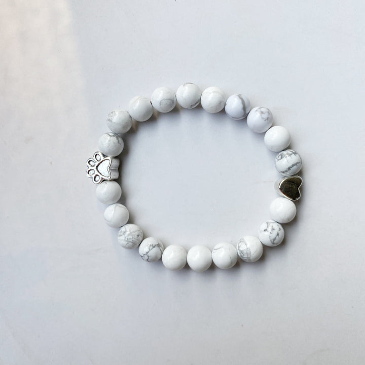 Handmade Natural Stone Bracelet with Heart-Shaped Charm