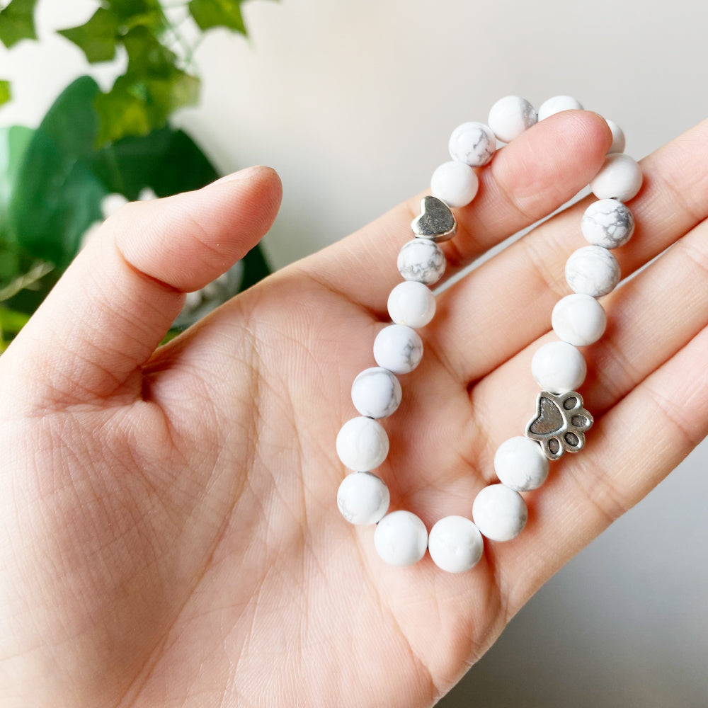 Handmade Natural Stone Bracelet with Heart-Shaped Charm