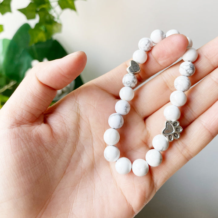 Handmade Natural Stone Bracelet with Heart-Shaped Charm