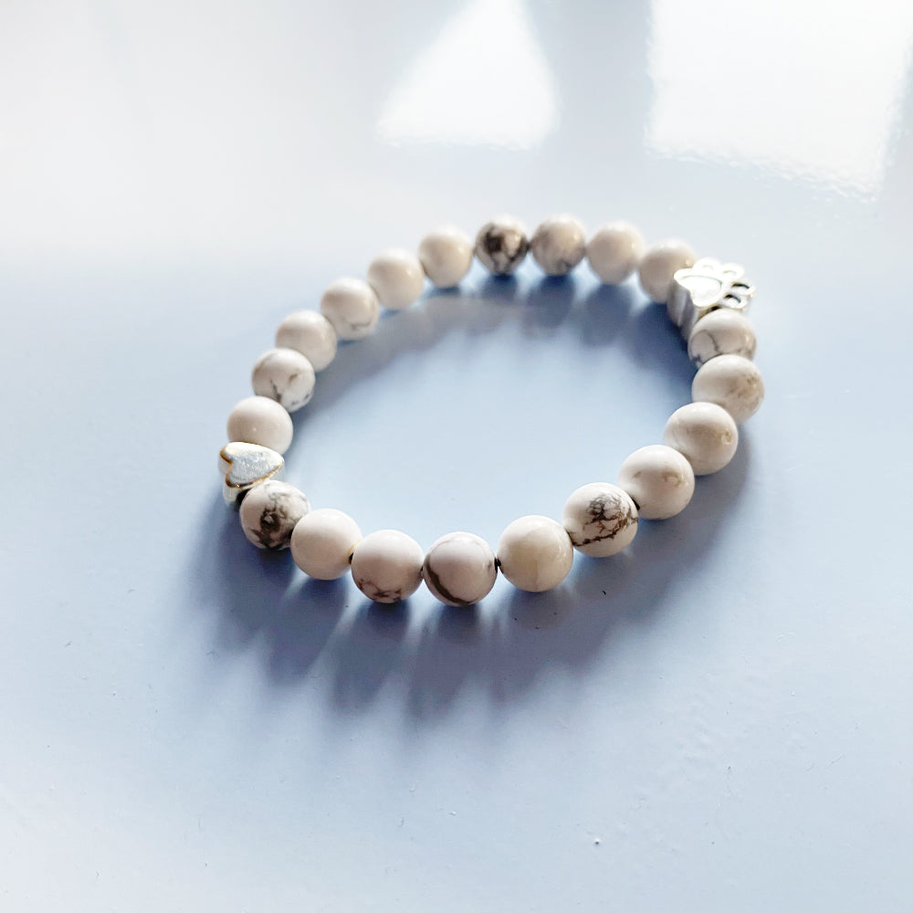 Handmade Natural Stone Bracelet with Heart-Shaped Charm