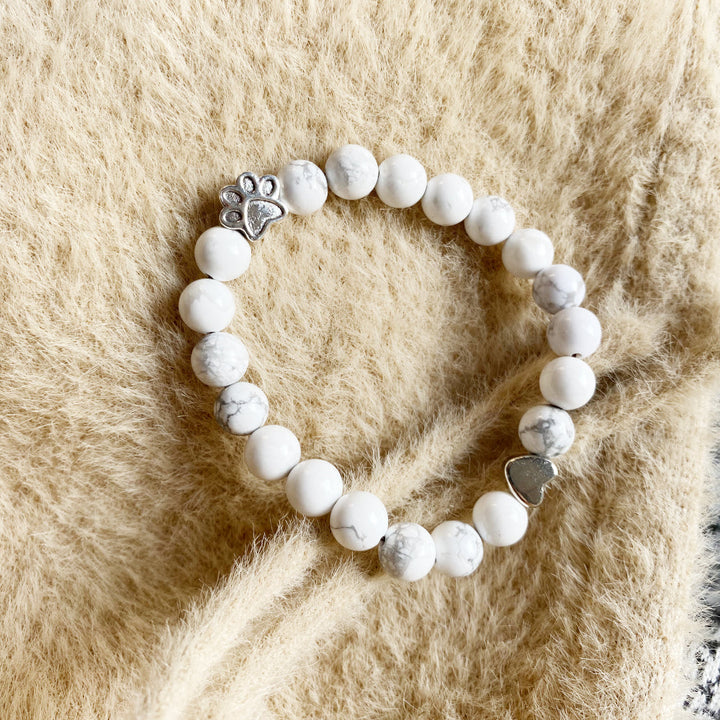 Handmade Natural Stone Bracelet with Heart-Shaped Charm