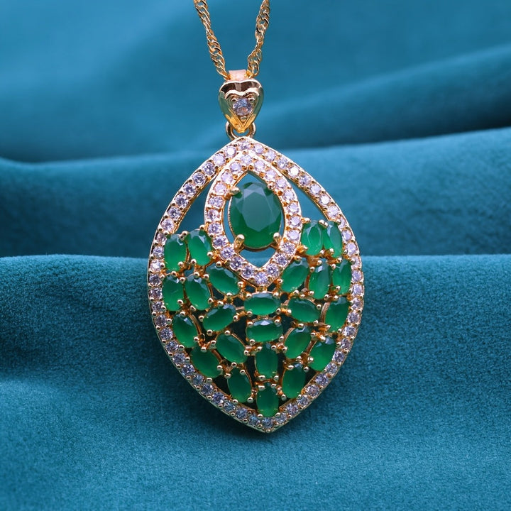 Elegant multicolored cubic zirconia pendant necklace