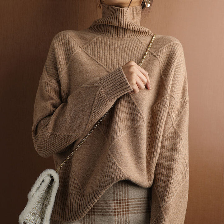 Elegant loose-knit sweater with a neckline