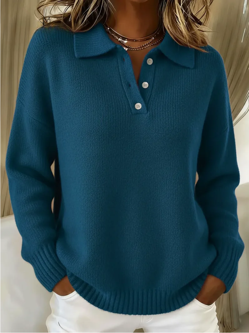 Olivia | Cozy Knit Polo Sweater