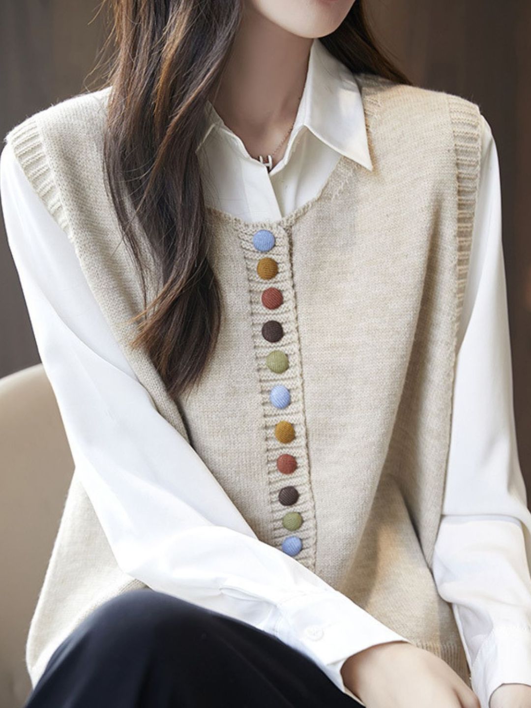 Women's Solid Color Sweater Vest for Everyday Wear
