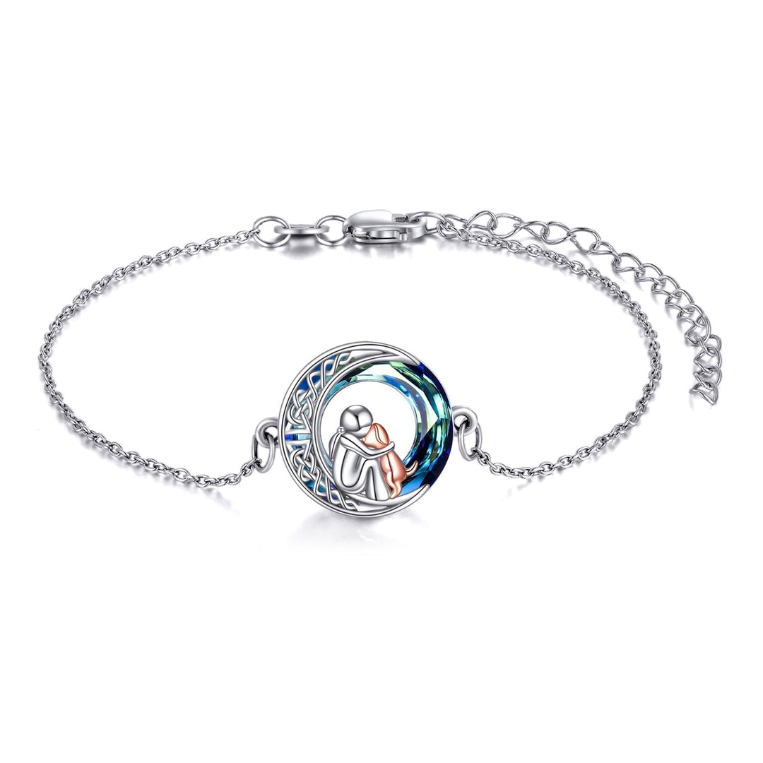 Adjustable Lucky Bracelet in Sterling Silver 925 with Dog Motif