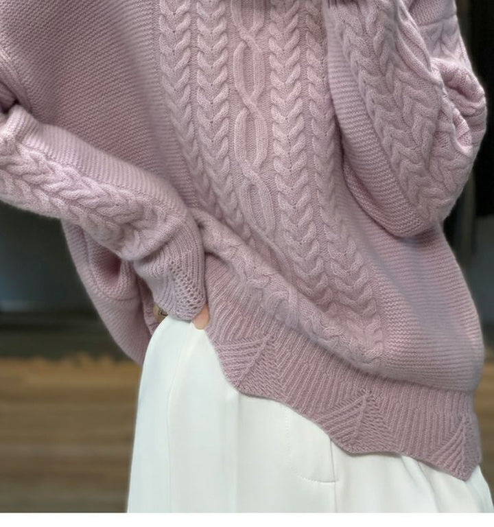 Women's chunky knit turtleneck sweater, designed for everyday wear