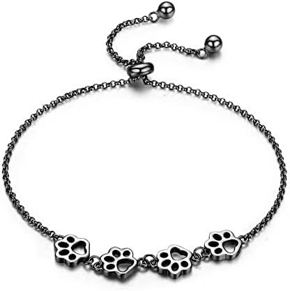Sterling Silver Dog Paw Print Bracelet – Adjustable