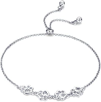 Sterling Silver Dog Paw Print Bracelet – Adjustable