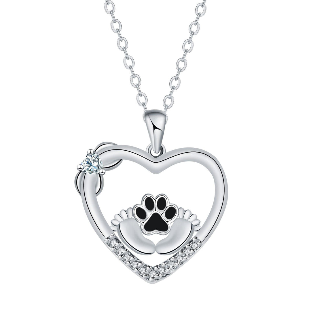 Necklace with Sapphire and Dog Paw—Faithful Companions