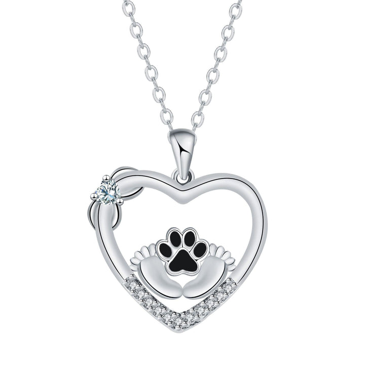 Necklace with Sapphire and Dog Paw—Faithful Companions