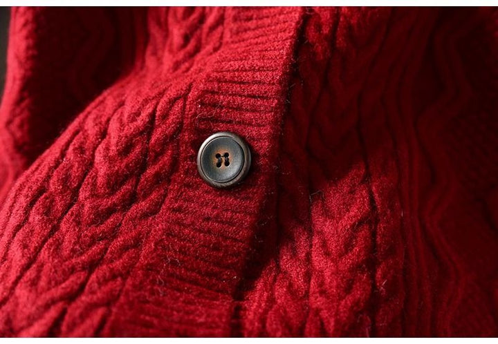 Women's Thick Knit Cardigan Sweater in Solid Color for Everyday Wear