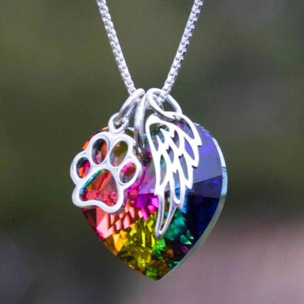 Memorial Necklace with Rainbow Heart