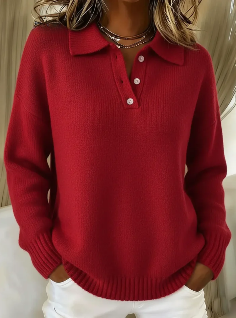 Olivia | Cozy Knit Polo Sweater