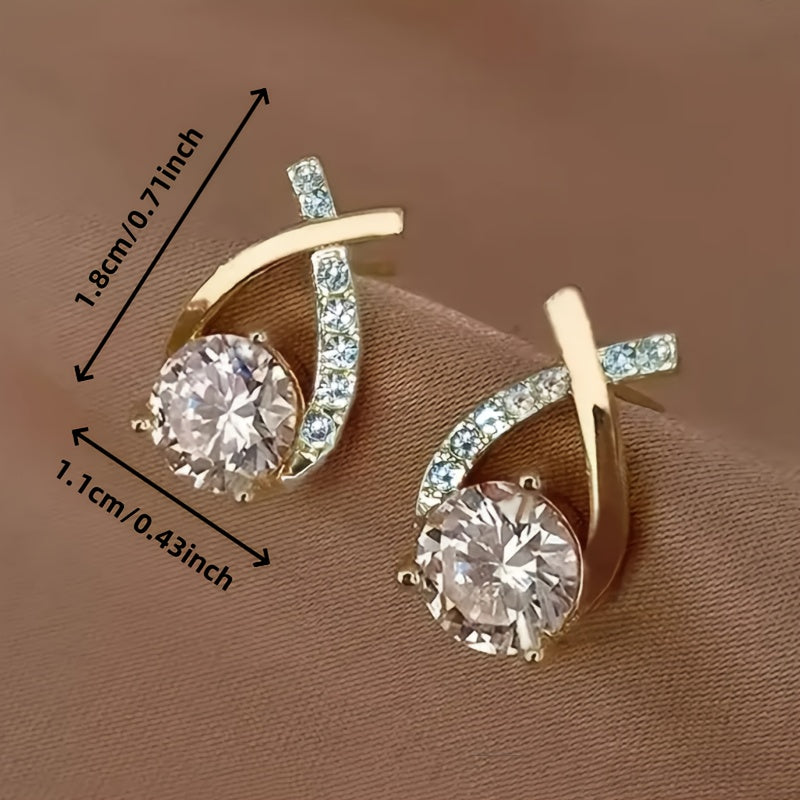 Gold Cross Zirconia Earrings