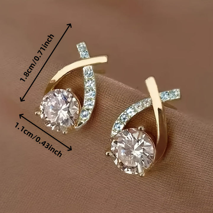 Gold Cross Zirconia Earrings