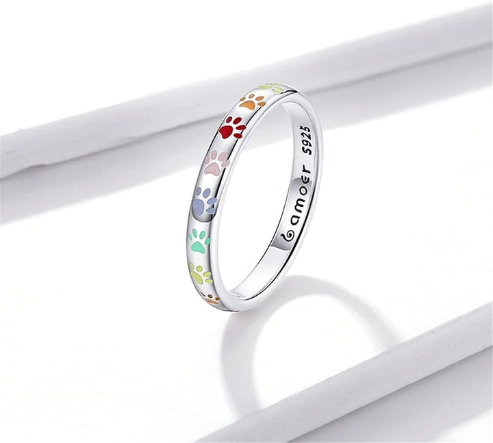 Paw Print Ring Made of Sterling Silver S925