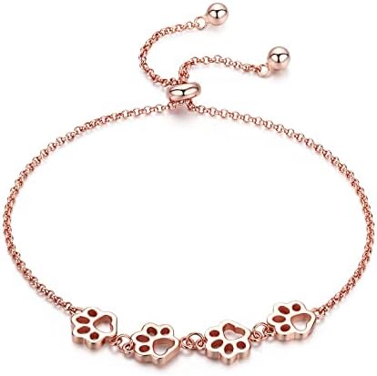 Sterling Silver Dog Paw Print Bracelet – Adjustable