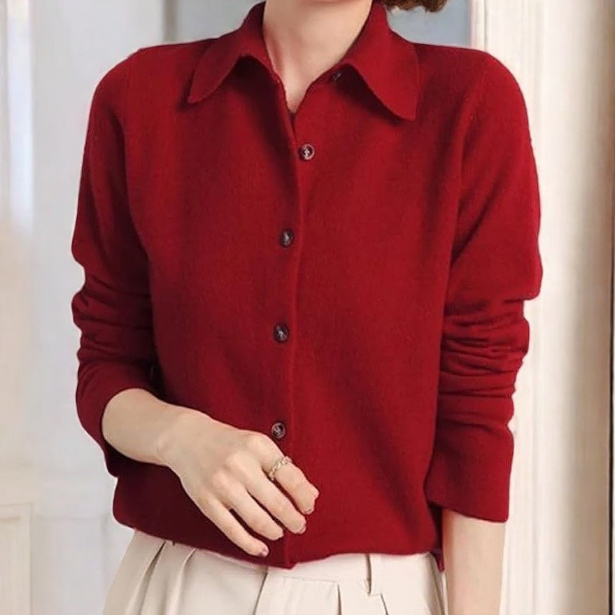 Elegant and comfortable sweater with cashmere lapels in solid color 04