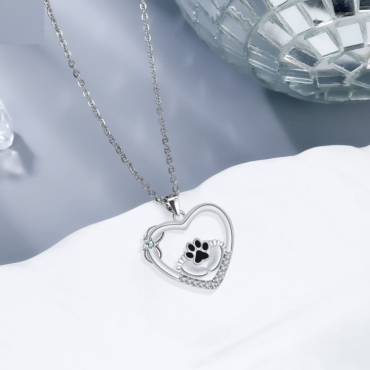 Necklace with Sapphire and Dog Paw—Faithful Companions
