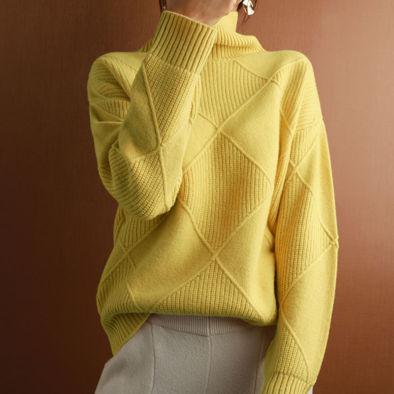 Elegant loose-knit sweater with a neckline
