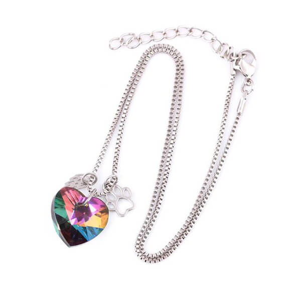 Memorial Necklace with Rainbow Heart