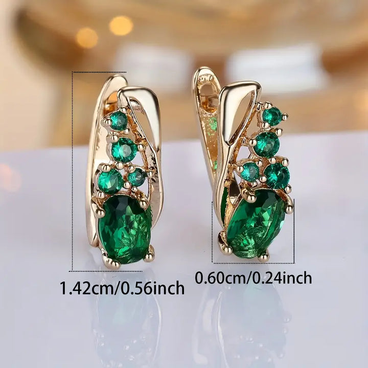 Gold Earrings with Emerald Stones